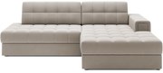 Bézs bársony kinyitható sarokkanapé (jobb oldali-heverő résszel) Blezalt – ELTAP