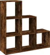 vidaXL 3 szintes füstös tölgy fa elválasztó könyvespolc 99x29x99 cm