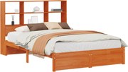 vidaXL Ágykeret tároló fejtámlával Viaszbarna 140 x 190 cm Tömör fenyő
