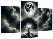 Kép – Fekete-fehér fa teliholdban (90x60 cm)