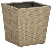 vidaXL bézs polyrattan és edzett üveg dohányzóasztal 41,5x41,5x44 cm