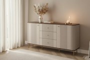 Vesper komód 160 cm fiókokkal - kasmír / dió / arany lábak