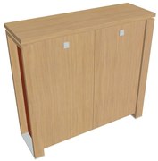 Verno+ S közepes szekrény 140 x 46 x 130 cm, világos tölgy / narancs