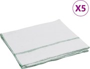 vidaXL 5 db fehér tisztító kendők zöld csíkokkal 50 x 60 cm