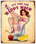 Fém retro falikép It's time for happy hour