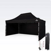 Professzionális promóciós ollós pavilon 3x4,5m | Masszív ALU profil 1,8mm - plusz 3 oldalfal - Fekete
