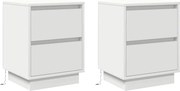 vidaXL Éjjeliszekrény fiókkal 2 pcs Fehér 39 x 34,5 x 50 cm Faanyag