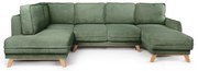 Világoszöld kordbársony kinyitható sarokkanapé (bal oldali-U alakú) Tori – Bonami Selection