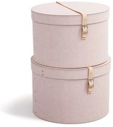 Világos rózsaszín fedeles dekoratív karton tárolódoboz szett 2 db-os ø 37,5x25 cm Rut Restore Paper Laminate – Bigso