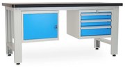 Műhelyasztal Solid MDF-13, 180 cm, 2x függő doboz, fekete