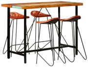 5-részes tömör újrahasznosított fa és valódi bőr bárszett