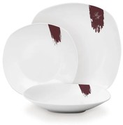 18 részes porcelán étkészlet Leonardo Collection fehér bordó