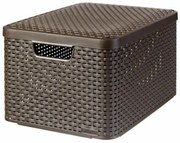 Rattan hatású kosár tetővel, 30l, sötétbarna, CURVER Style L (CSCR30SB)