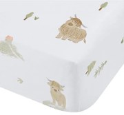Fehér gumis pamut gyerek lepedő babaágyhoz 70x140 cm Mini Moo Cow – Bianca