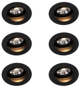 6 db Süllyesztett spot fekete állítható kerek - Chuck 70