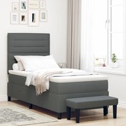 Boxspring ágy matraccal és paddal sötétszürke 90x200 cm szövet