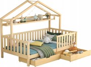 Gyerekágy Egyszemélyes ágy Fenyő ágy Faházikó 90x200 mm