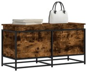 füstös tölgy színű szerelt fa tárolóláda fedéllel 100x40x51,5cm