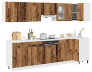 Lyon 11 részes antik fa szerelt fa konyhaszekrény garnitúra