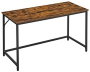 Íróasztal fém kerettel, kis irodai asztal, 140 cm, rusztikus barna
