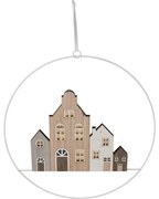 Függő karácsonyi dekoráció Winter Houses II, 30cm, világító, elemes