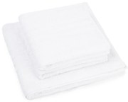 Classic kéztörlő és törölköző szett, fehér, 2 db 50 x 100 cm, 1 db 70 x 140 cm, 2 db 50 x 100 cm, 1 db 70 x 140 cm