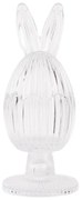 Nyuszi füles húsvéti talpas bonbonier cukortartó Ø 9x22 cm bordás üveg