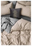 Szürke-bézs kétszemélyes hosszabbított négyrészes renforcé pamut ágyneműhuzat lepedővel 200x220 cm – Mila Home