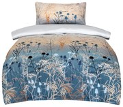 Kék-bézs egyszemélyes pamut-szatén ágyneműhuzat 140x200 cm Herbal – My House