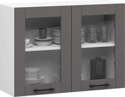 Olivia vitrines szekrény W80 H580 Fehér Szürke Akd