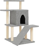 vidaXL világosszürke macskabútor szizál kaparófákkal 97 cm