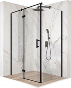 Zuhanykabin 100x80cm billenő ajtó fekete Esg üveg 6mm bevonat