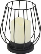 Fém gyertyatartó LED gyertya meleg fehér fekete/fehér