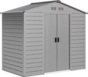 Outsunny Horganyzott Acél Kerti Tároló Sátor 2.43m² 213x131x192cm Könnyű Összeszerelésű Kertészeti Tároló Fészer, Tetőszerkezet, Zárható Tolóajtó, Idő