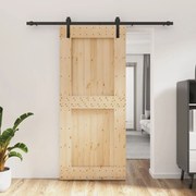 tömör fenyőfa tolóajtó fémszerelékszettel 90 x 210 cm