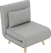 HOMCOM Egyszemélyes Kanapéágy Hajtható Fotel Műszőtt Vászonnal, Állítható Háttámlával 6 Pozícióban és Párnával, 72x78x79 cm, Világosszürke | Aosom