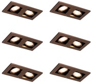 6 darabos süllyesztett spotlámpa készlet sötét bronz téglalap alakú 2-fényű állítható - Qure