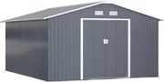 Outsunny Fém Szerszámtároló 26.2m³ 340x386x200cm Tetővel Ellátott Szerszámtároló Alapozott Csúszóajtóval Lokális időjárásálló Kerti Ház Kültéri Kertés