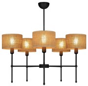 Rúdon függesztett csillár MADELA 5xE14/40W/230V juta/fekete