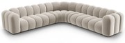 Krémszínű bársony moduláris sarokkanapé Lupine – Micadoni