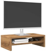 Kézműves tölgy színű szerelt fa monitorállvány 42x24x13 cm