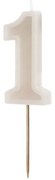 PartyDeco számgyertya, homokszín, 6 cm, 1