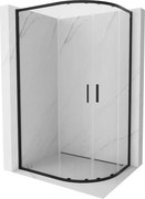 Mexen Exo aszimmetrikus, félköríves, tolóajtós zuhanykabin 100 x 80 cm, átlátszó, fekete - 8132-100-080-70-00