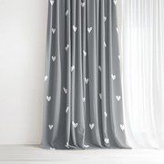 Goldea pamut drapéria - szívecskék, szürke alapon 140x150 cm