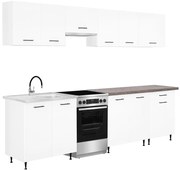 Primo 280 konyhabútor fehér, rauna szil munkalappal