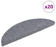 20 db öntapadós lépcsőszőnyeg, 56 x 17 x 3 cm, világosszürke, félkör alakú