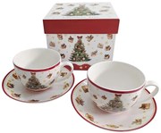 Karácsonyi fenyőfás porcelán csésze + alj 270 ml 2 személyes Christmas Tree 3