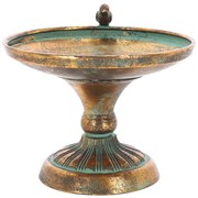 Antikolt stílusú fém madáritató és etető tál, arany színű, 23 x 23 x 20,5 cm