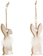 Lógatható fa nyuszi FLUFFY BUNNY 12 cm - több változat