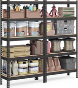 SONGMICS 5 szintes polcrendszer készlet 2 db-os,  30×75×150 cm, fekete